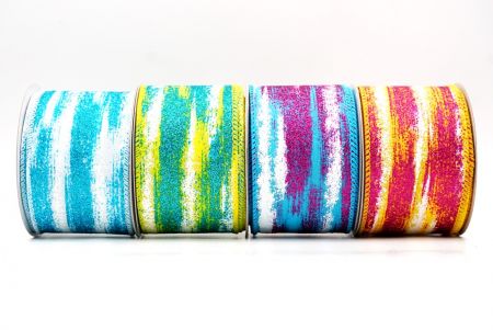 Multicolor Glitter Brushstroke Wired Ribbon - Multicolor Glitter Brushstroke Wired Ribbon